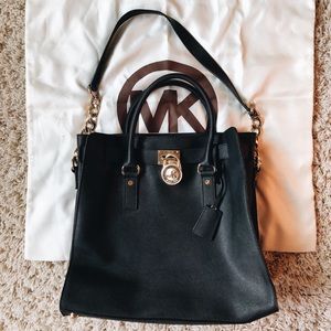 Michael Kors Hamilton Large Black Lock Tote